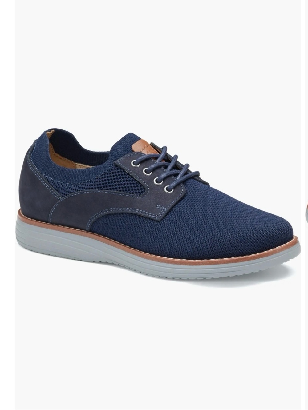 Big Kids Johnston Murphy Navy Knit Lace-Up Casual Shoes